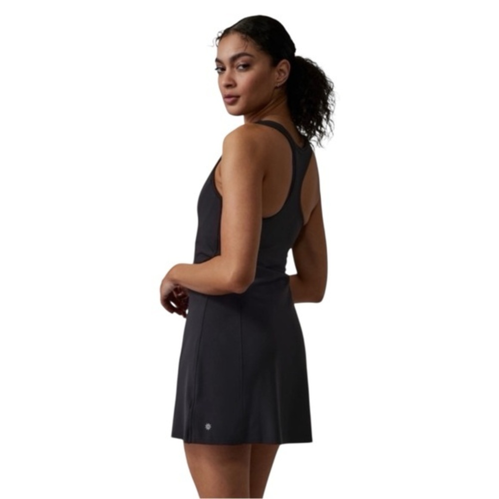 Athleta On My Way Racerback Black Tank Dress SZ SP Athletic Travel Minimalist